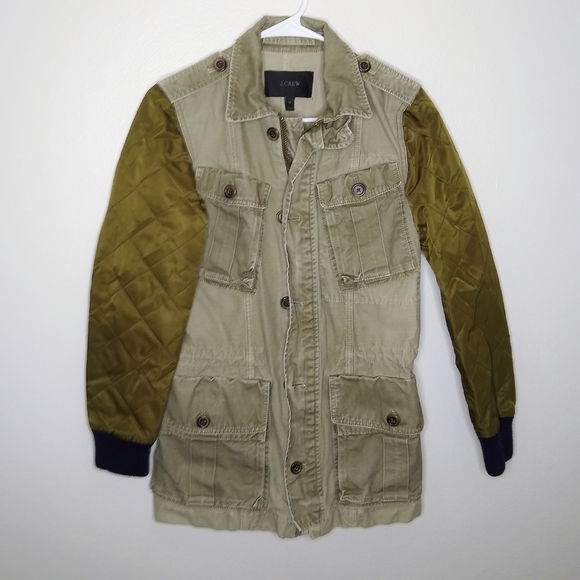 J. CREW QUILTED BOYFRIEND FATIGUE OLIVE JACKET - Picture 2 of 7